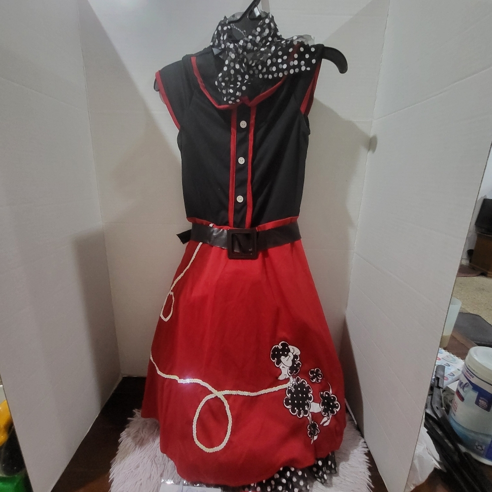 50's Sweetheart Child Halloween Costume (Black/Red) Size L (10-12)